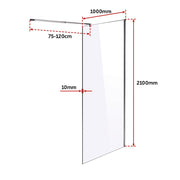 1000 x 2100mm Frameless 10mm Safety Glass Shower Screen V63-829761