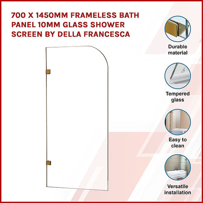 700 x 1450mm Frameless Bath Panel 10mm Glass Shower Screen By Della Francesca V63-829951