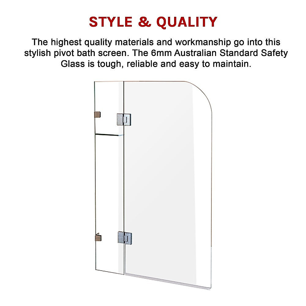 900 x 1450mm Frameless Bath Panel 10mm Glass Shower Screen By Della Francesca V63-829971