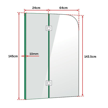 900 x 1450mm Frameless Bath Panel 10mm Glass Shower Screen By Della Francesca V63-829971