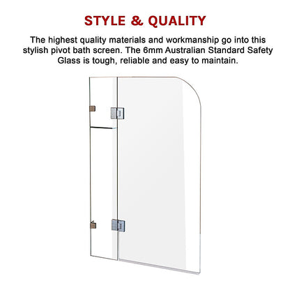 1200 x 1450mm Frameless Bath Panel 10mm Glass Shower Screen By Della Francesca V63-830001