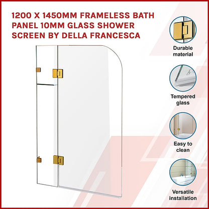 1200 x 1450mm Frameless Bath Panel 10mm Glass Shower Screen By Della Francesca V63-830011