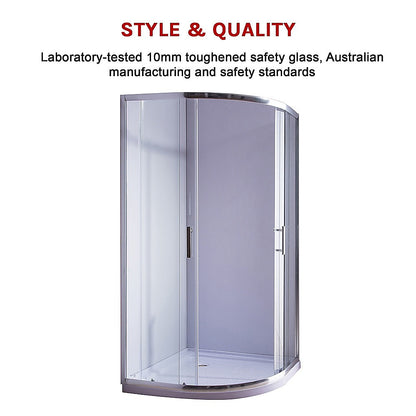 100 x 100cm Rounded Sliding 6mm Curved Shower Screen with Base in Chrome V63-830041