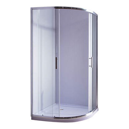 100 x 100cm Rounded Sliding 6mm Curved Shower Screen with Base in Chrome V63-830041