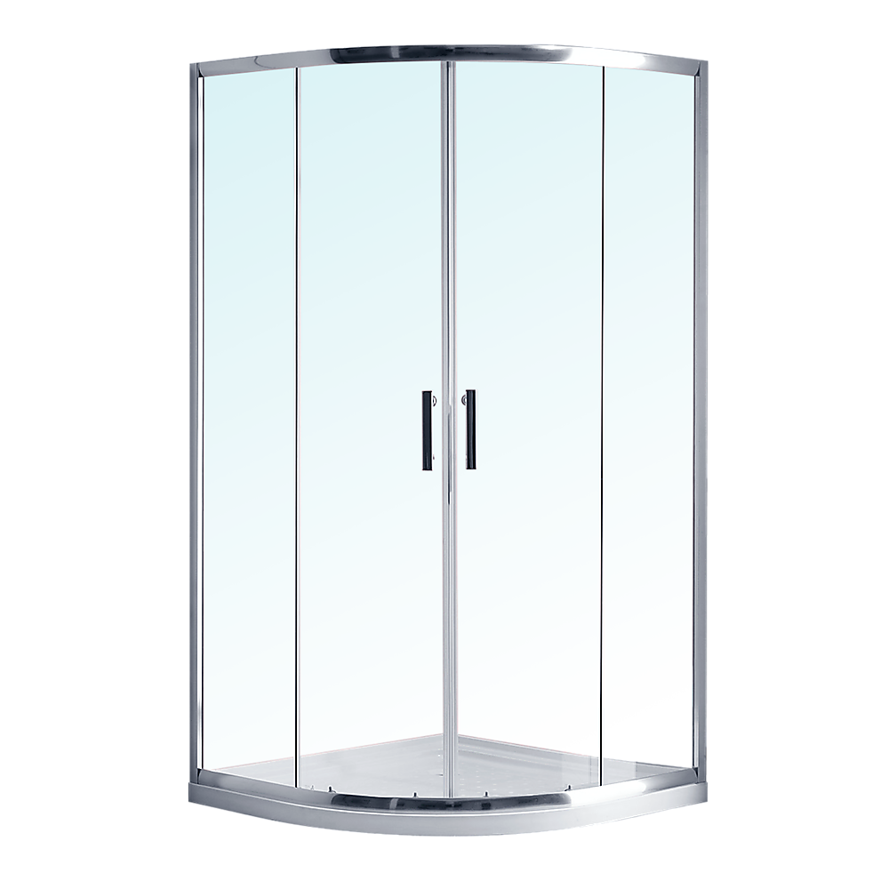 100 x 100cm Rounded Sliding 6mm Curved Shower Screen with Base in Chrome V63-830041