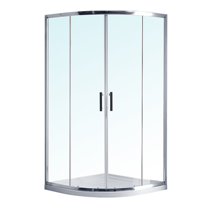 100 x 100cm Rounded Sliding 6mm Curved Shower Screen with Base in Chrome V63-830041