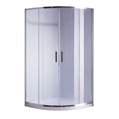 90 x 90cm Rounded Sliding 6mm Curved Shower Screen with Base in Chrome V63-830051