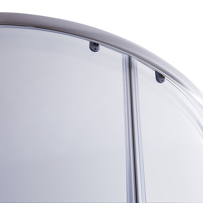 90 x 90cm Rounded Sliding 6mm Curved Shower Screen with Base in Chrome V63-830051