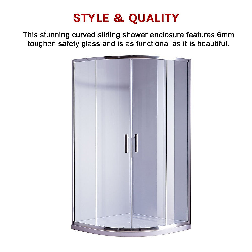 90 x 90cm Rounded Sliding 6mm Curved Shower Screen with Base in Chrome V63-830051