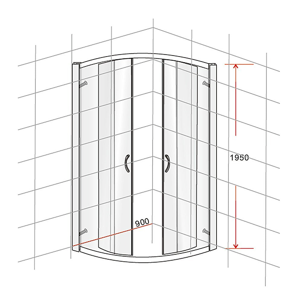 90 x 90cm Rounded Sliding 6mm Curved Shower Screen with Base in Chrome V63-830051