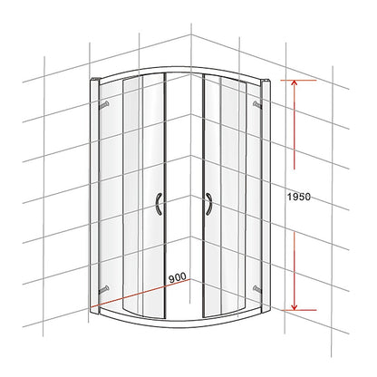 90 x 90cm Rounded Sliding 6mm Curved Shower Screen with Base in Chrome V63-830051