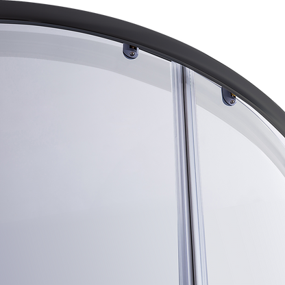 90 x 90cm Rounded Sliding 6mm Curved Shower Screen with Base in Black V63-830061