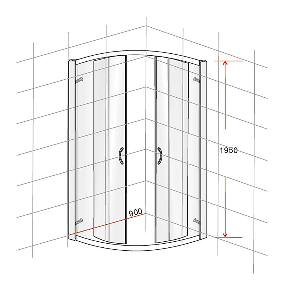 90 x 90cm Rounded Sliding 6mm Curved Shower Screen with Base in Black V63-830061