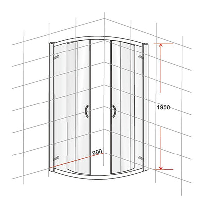 90 x 90cm Rounded Sliding 6mm Curved Shower Screen with Base in Black V63-830061