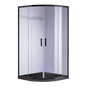 100 x 100cm Rounded Sliding 6mm Curved Shower Screen with Base in Black V63-830071