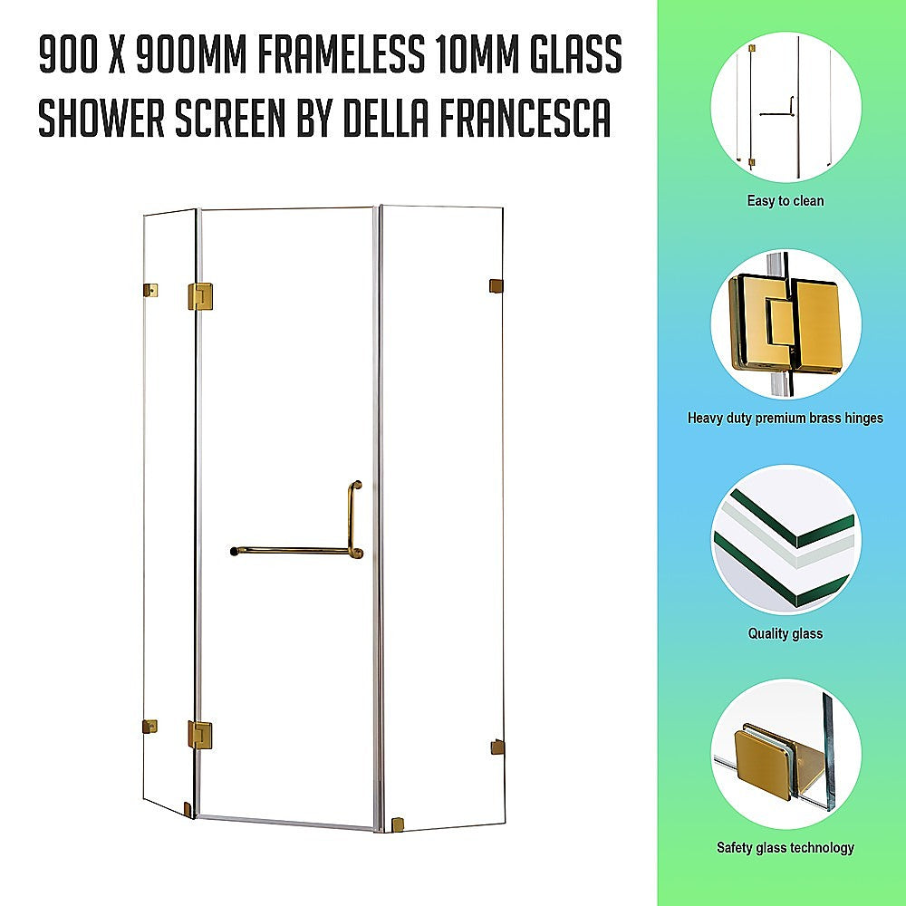 900 x 900mm Frameless 10mm Glass Shower Screen By Della Francesca V63-830091