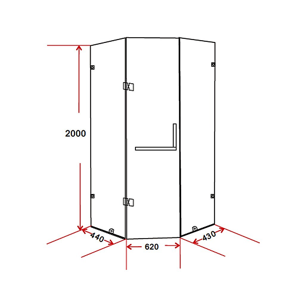 900 x 900mm Frameless 10mm Glass Shower Screen By Della Francesca V63-830091