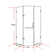 1000 x 1000mm Frameless 10mm Glass Shower Screen By Della Francesca V63-830101