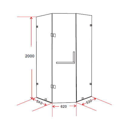1000 x 1000mm Frameless 10mm Glass Shower Screen By Della Francesca V63-830101