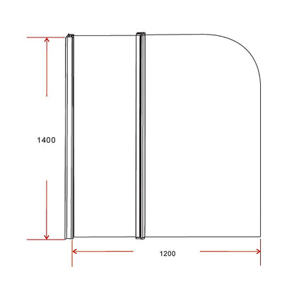 180 Degree Pivot Door 6mm Safety Glass Bath Shower Screen 1200x1400mm By Della Francesca V63-830121