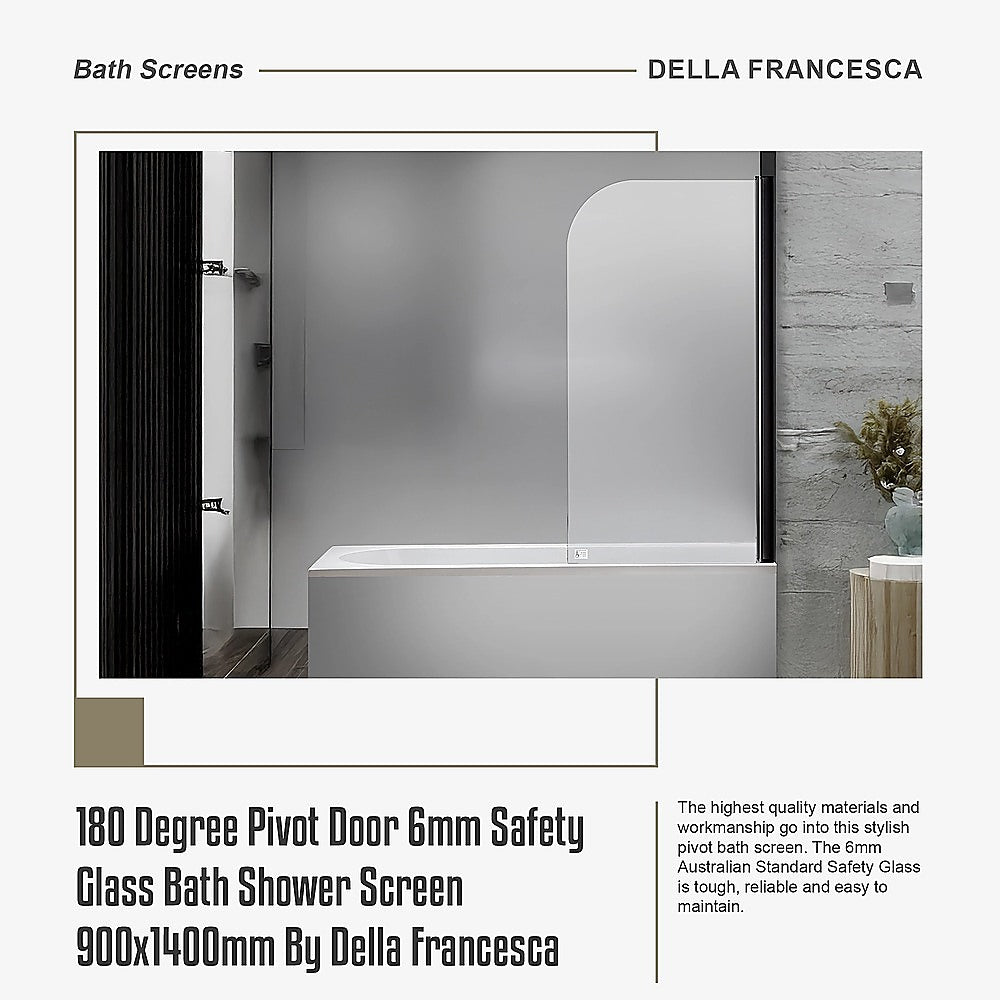 180 Degree Pivot Door 6mm Safety Glass Bath Shower Screen 900x1400mm By Della Francesca V63-830141