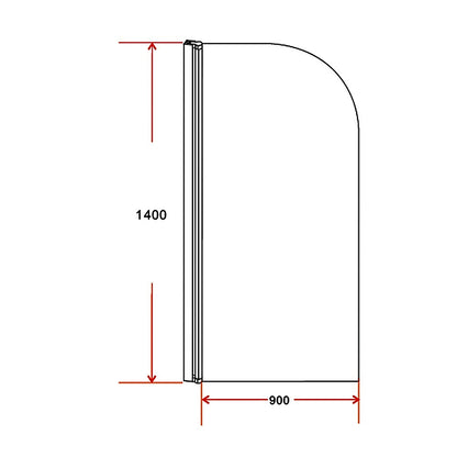 180 Degree Pivot Door 6mm Safety Glass Bath Shower Screen 900x1400mm By Della Francesca V63-830141
