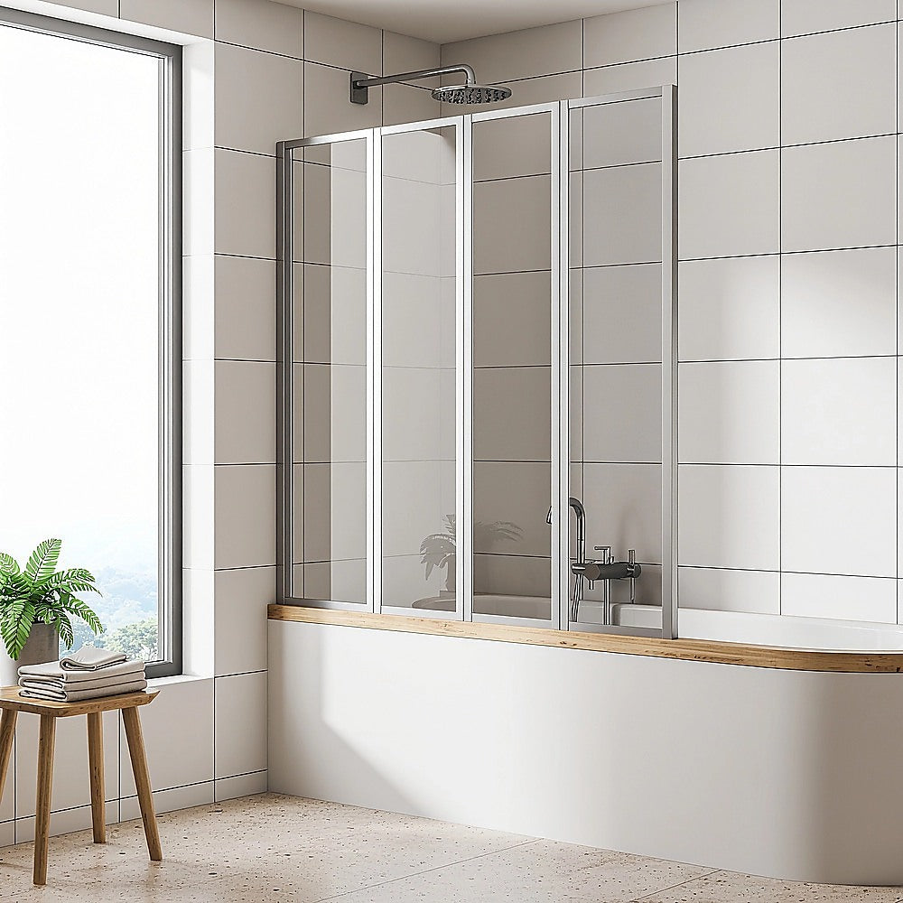 4 Fold Chrome Folding Bath Shower Screen Door Panel 1000 x 1400mm V63-830161