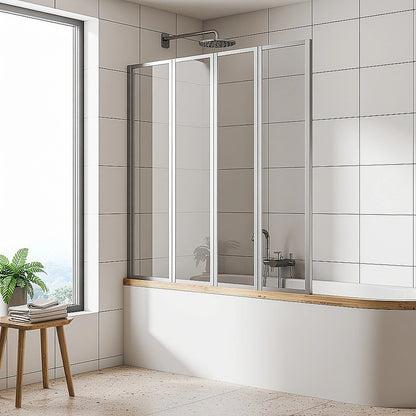 4 Fold Chrome Folding Bath Shower Screen Door Panel 1000 x 1400mm V63-830161