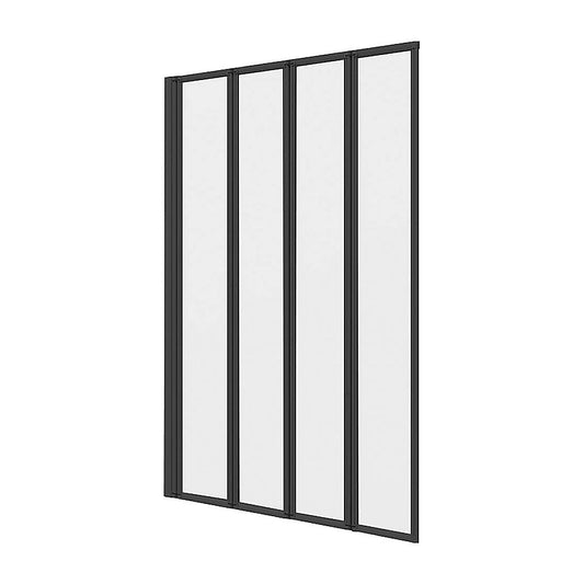 4 Fold Black Folding Bath Shower Screen Door Panel 1000 x 1400mm V63-830171