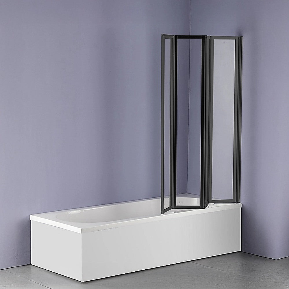 4 Fold Black Folding Bath Shower Screen Door Panel 1000 x 1400mm V63-830171