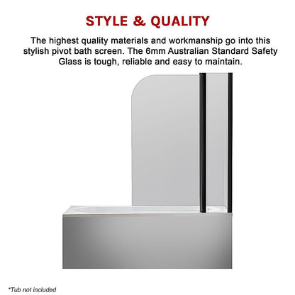 180 Degree Pivot Door 6mm Safety Glass Bath Shower Screen 1200x1400mm By Della Francesca V63-830191