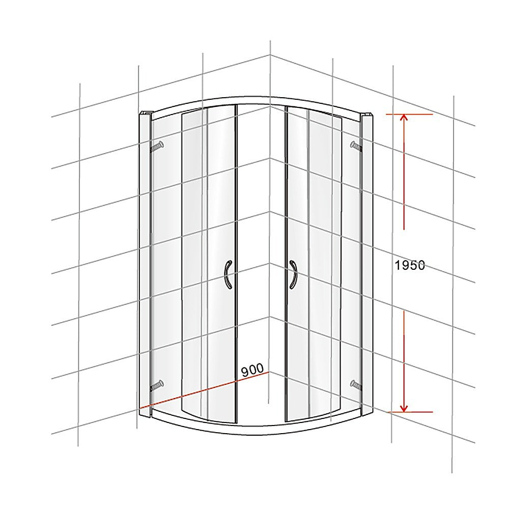 90 x 90cm Chrome Rounded Sliding 6mm Curved Shower Screen with Black Base V63-830201