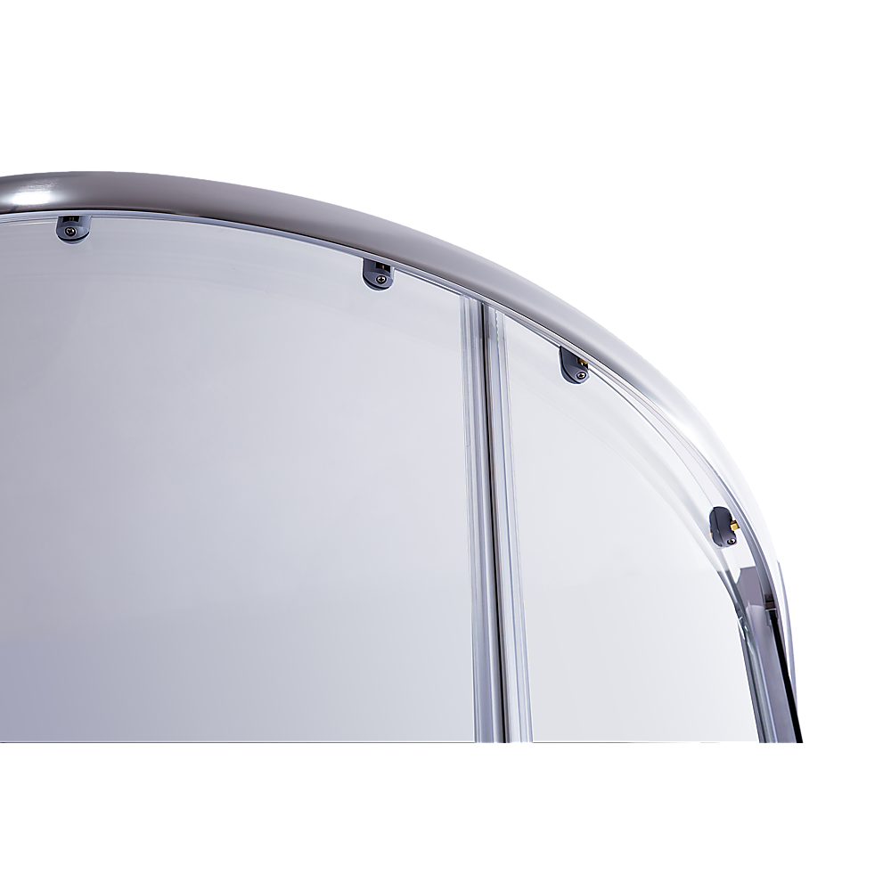 90 x 90cm Chrome Rounded Sliding 6mm Curved Shower Screen with Black Base V63-830201