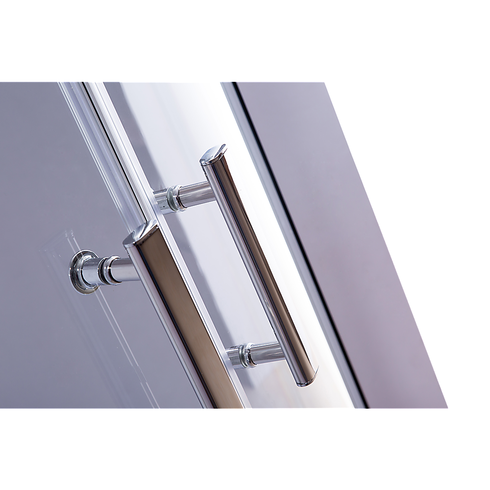 90 x 90cm Chrome Rounded Sliding 6mm Curved Shower Screen with Black Base V63-830201
