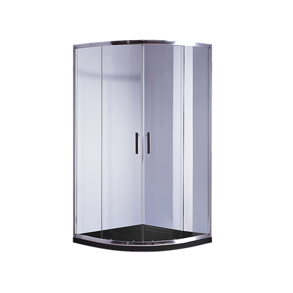 90 x 90cm Chrome Rounded Sliding 6mm Curved Shower Screen with Black Base V63-830201