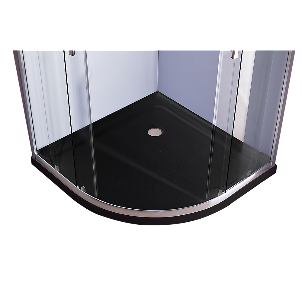 100 x 100cm Chrome Rounded Sliding 6mm Curved Shower Screen with Black Base V63-830211