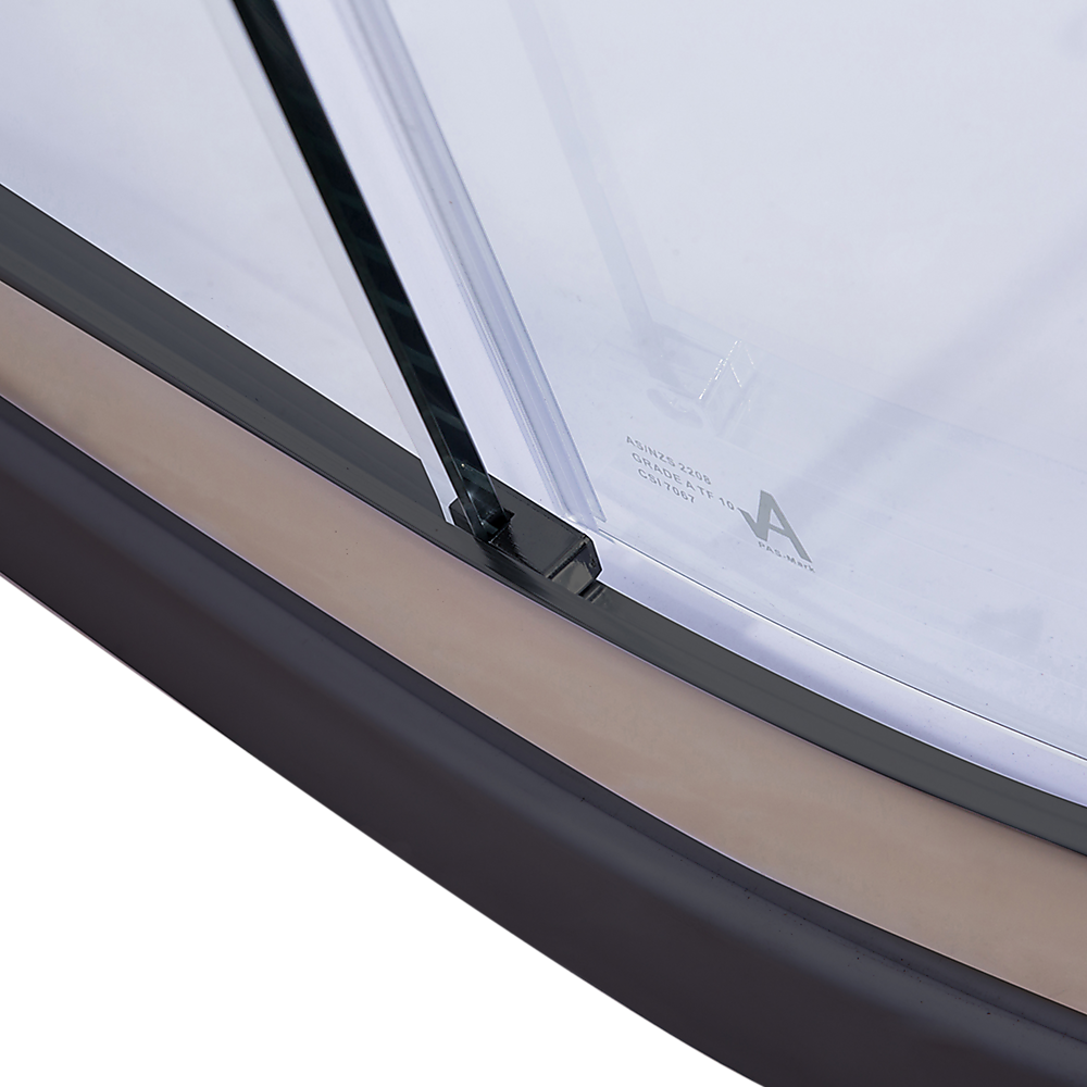 100 x 100cm Black Rounded Sliding 6mm Curved Shower Screen with White Base V63-830231