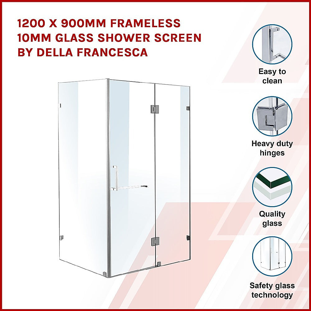 1200 x 900mm Frameless 10mm Glass Shower Screen By Della Francesca V63-830281