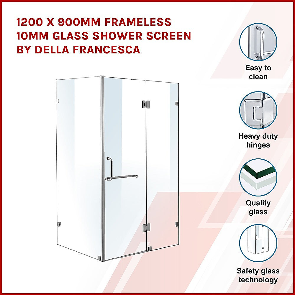 1200 x 900mm Frameless 10mm Glass Shower Screen By Della Francesca V63-830321