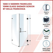1000 x 1000mm Frameless 10mm Glass Shower Screen By Della Francesca V63-830341