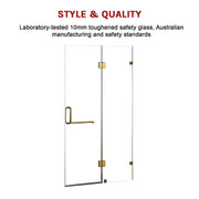 120 x 200cm Wall to Wall Frameless Shower Screen 10mm Glass By Della Francesca V63-830401