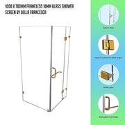 1000 x 700mm Frameless 10mm Glass Shower Screen By Della Francesca V63-830441