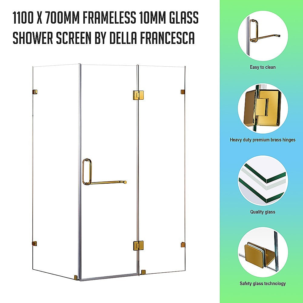 1100 x 700mm Frameless 10mm Glass Shower Screen By Della Francesca V63-830471