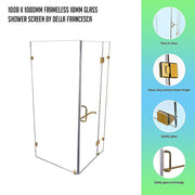 1000 x 1000mm Frameless 10mm Glass Shower Screen By Della Francesca V63-830541
