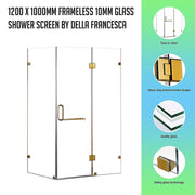 1200 x 1000mm Frameless 10mm Glass Shower Screen By Della Francesca V63-830561
