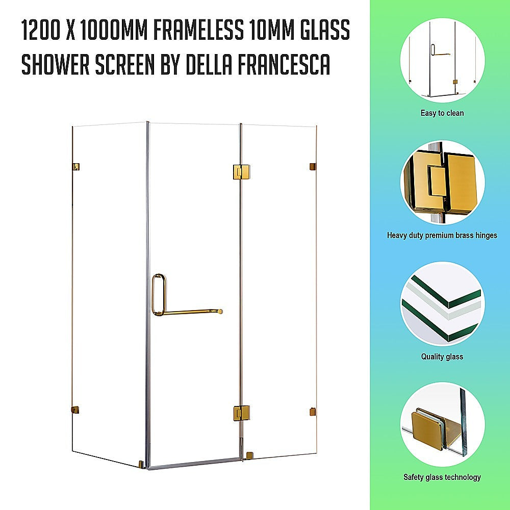 1200 x 1000mm Frameless 10mm Glass Shower Screen By Della Francesca V63-830561