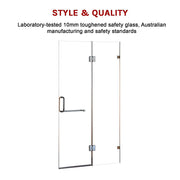 100 x 200cm Wall to Wall Frameless Shower Screen 10mm Glass By Della Francesca V63-830581