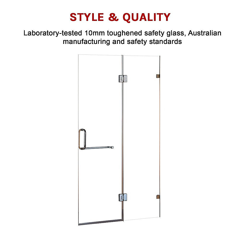 100 x 200cm Wall to Wall Frameless Shower Screen 10mm Glass By Della Francesca V63-830581