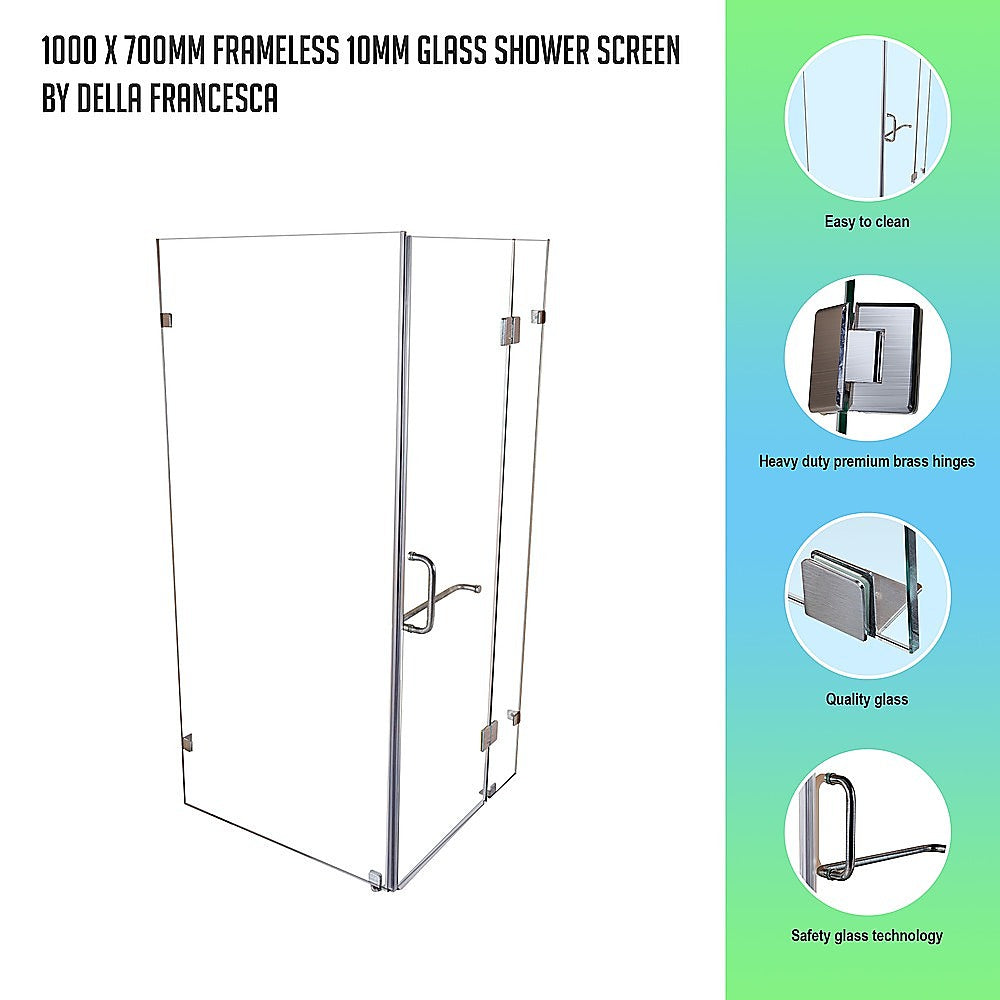 1000 x 700mm Frameless 10mm Glass Shower Screen By Della Francesca V63-830641