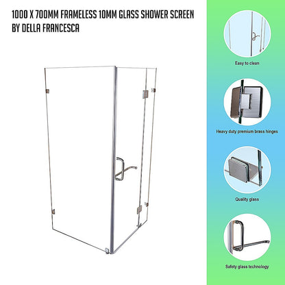 1000 x 700mm Frameless 10mm Glass Shower Screen By Della Francesca V63-830641